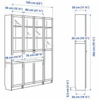 Dulap cu polițe Ikea Billy/Oxberg 202 x 160 x 30 / MDF / Stejar negru photo 7