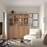 Dulap cu polițe Ikea Billy/Oxberg 202 x 160 x 30 / MDF / Stejar photo 2
