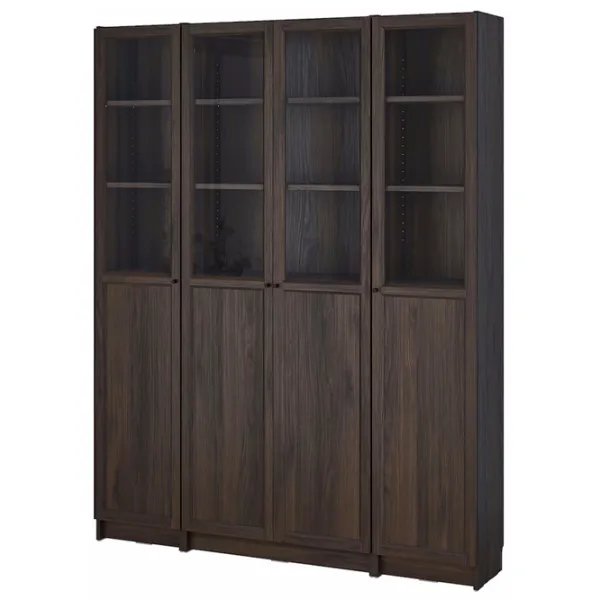 Шкаф с полками Ikea Billy/Oxberg 202 x 160 x 30см / МДФ / Темно Коричневый photo 1