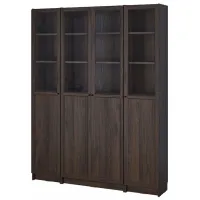 Шкаф с полками Ikea Billy/Oxberg 202 x 160 x 30см / МДФ / Темно Коричневый