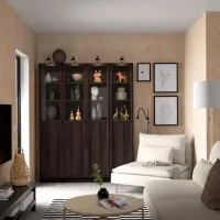 Dulap cu polițe Ikea Billy/Oxberg 202 x 160 x 30 / MDF / Dark Brown photo 3