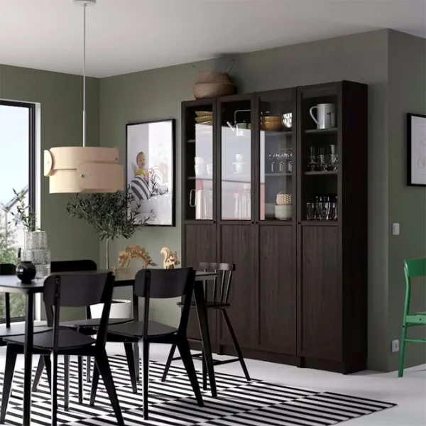 Шкаф с полками Ikea Billy/Oxberg 202 x 160 x 30см / МДФ / Темно Коричневый photo 6