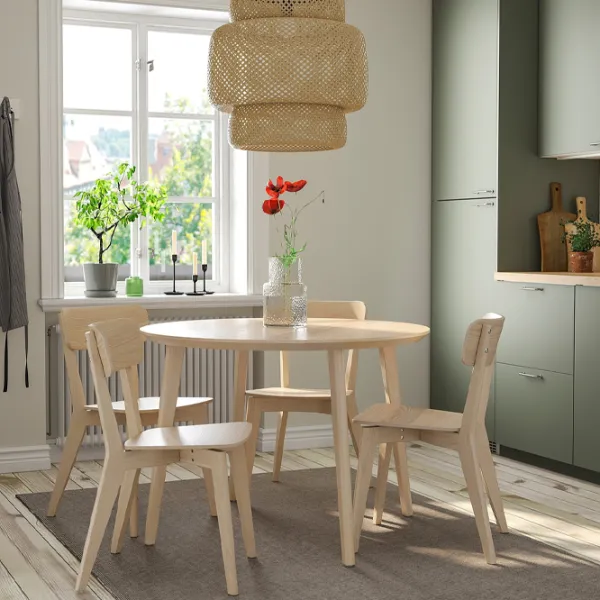 Обеденные стол со стульями Ikea Lisabo Круглая / МДФ / Ясеневый Шпон photo 7