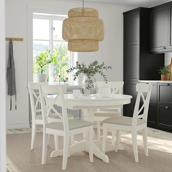 Обеденные стол со стульями Ikea Ingatorp/Ingolf/Hallarp Круглая / ДСП / Белый photo 6