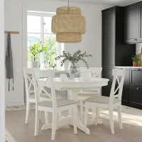 Обеденные стол со стульями Ikea Ingatorp/Ingolf/Hallarp Круглая / ДСП / Белый photo 6