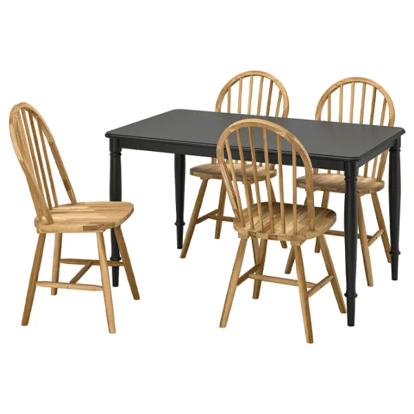 Обеденные стол со стульями Ikea Danderyd/Skogsta Прямоугольная / ДСП / Черный photo 1