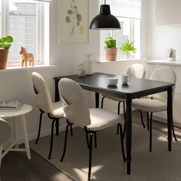 Обеденные стол со стульями Ikea Danderyd/Ebbalycke/Idekulla Прямоугольная / ДСП / Черный photo 7