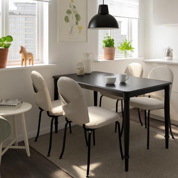 Обеденные стол со стульями Ikea Danderyd/Ebbalycke/Idekulla Прямоугольная / ДСП / Черный photo 7