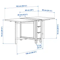Обеденные стол со стульями Ikea Norden/Kyrre Прямоугольная / ДСП / Белый photo 12