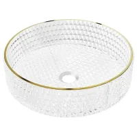 Умывальник SanDonna Mira Круглая / Накладной / Прозрачный - золотистый