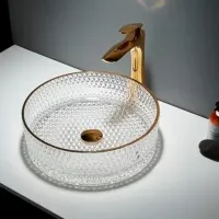 Lavoar SanDonna Mira Rotundă / Suprapuse / Transparent Gold photo 3