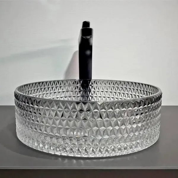 Lavoar SanDonna Mira Rotundă / Suprapuse / Transparent - negru photo 3 Lavoar SanDonna Mira Rotundă / Suprapuse / Transparent - negru photo 3