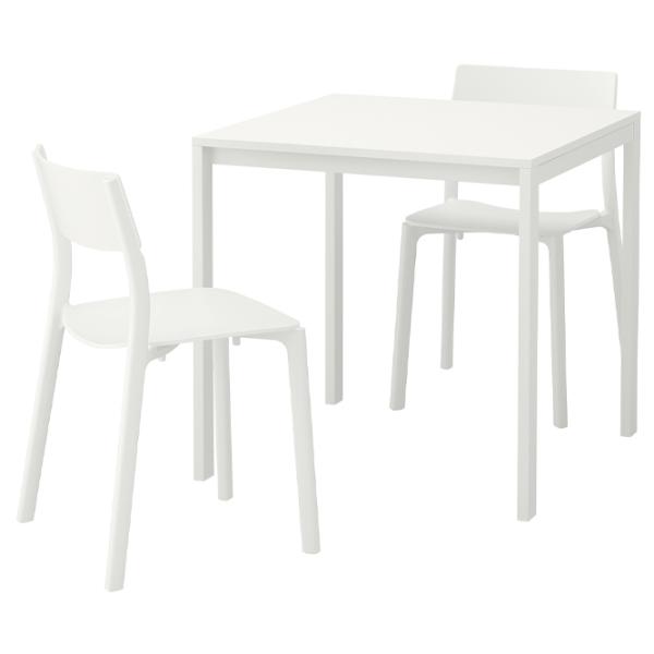 Обеденные стол со стульями Ikea Melltorp/Janinge Квадратная / ДСП / Белый photo 1
