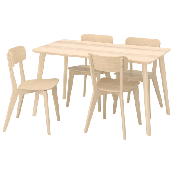 Set masă și scaune Ikea Lisabo Dreptunghiulară / PAL / Ash Veneer photo 1