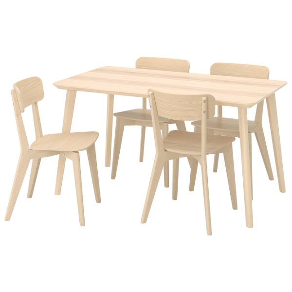 Set masă și scaune Ikea Lisabo Dreptunghiulară / PAL / Ash Veneer photo 1