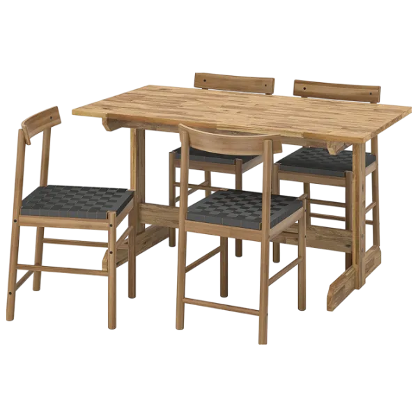 Set masă și scaune Ikea Nackanas Dreptunghiulară / Lemn / Acacia photo 1
