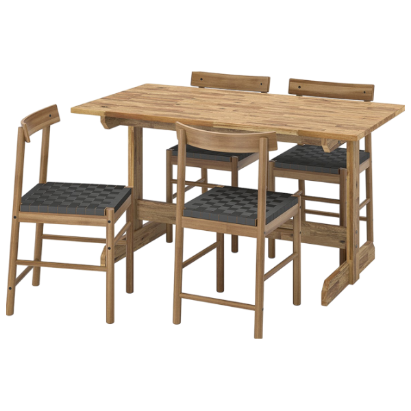 Set masă și scaune Ikea Nackanas Dreptunghiulară / Lemn / Acacia photo 1