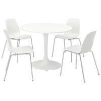 Set masă și scaune Ikea Docksta/Lidas Rotundă / PAL / White