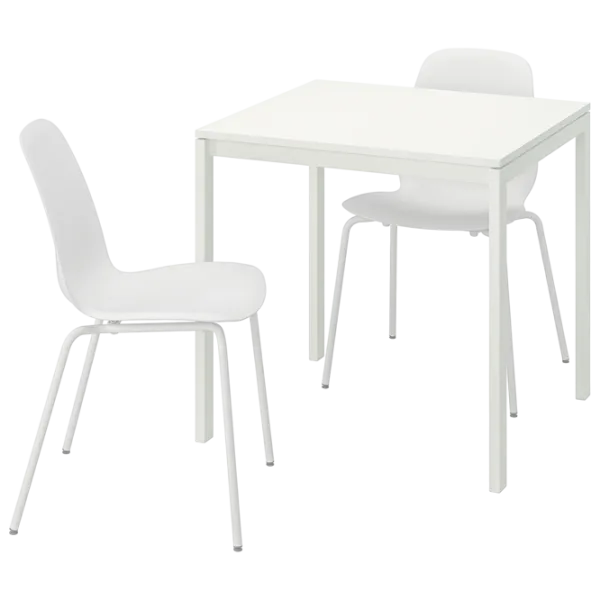 Обеденные стол со стульями Ikea Melltorp/Lidas Квадратная / ДСП / Белый photo 1