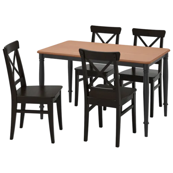 Обеденные стол со стульями Ikea Danderyd/Ingolf Прямоугольная / ДСП / Шпон сосны photo 1