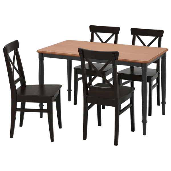 Обеденные стол со стульями Ikea Danderyd/Ingolf Прямоугольная / ДСП / Шпон сосны photo 1