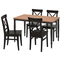 Обеденные стол со стульями Ikea Danderyd/Ingolf Прямоугольная / ДСП / Шпон сосны