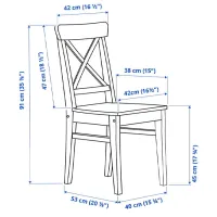 Set masă și scaune Ikea Danderyd/Ingolf Dreptunghiulară / PAL / Pine veneer photo 4
