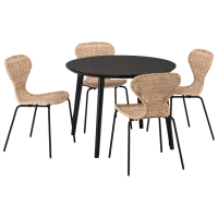 Обеденные стол со стульями Ikea Lisabo/Alvsta Квадратная / ДСП / Черный