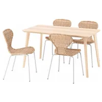 Обеденные стол со стульями Ikea Lisabo/Alvsta Прямоугольная / ДСП / Ясеневый Шпон