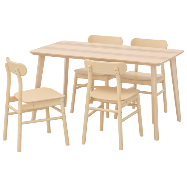 Обеденные стол со стульями Ikea Lisabo/Ronninge Прямоугольная / ДСП / Ясеневый Шпон photo 1