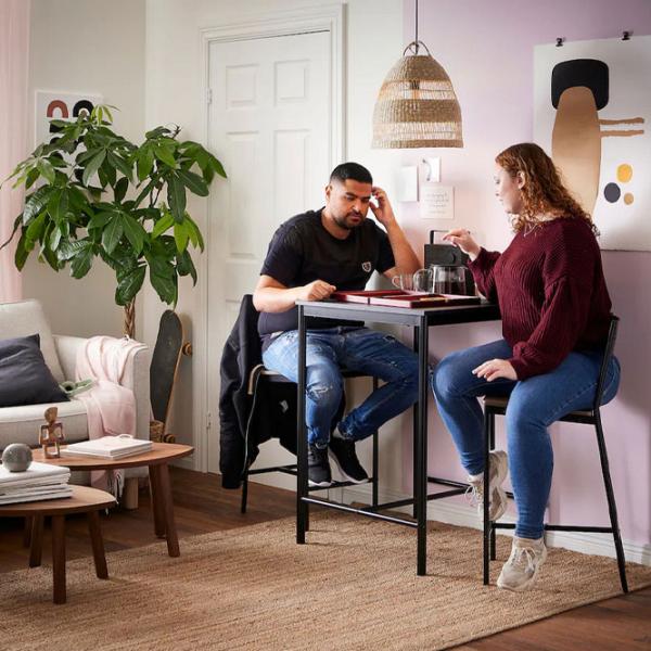 Обеденные стол со стульями Ikea Sandsberg Квадратная / ДСП / Черный photo 6