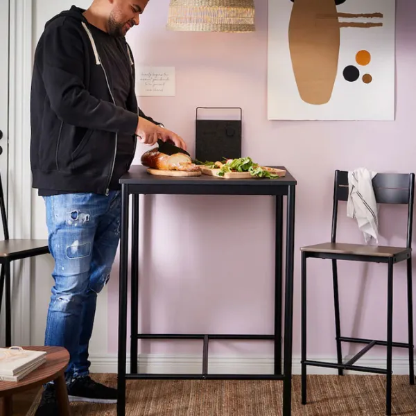 Обеденные стол со стульями Ikea Sandsberg Квадратная / ДСП / Черный photo 7