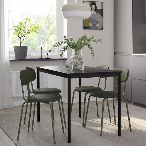 Set masă și scaune Ikea Sandsberg/Ostano/Remmarn Dreptunghiulară / PAL / Black photo 6