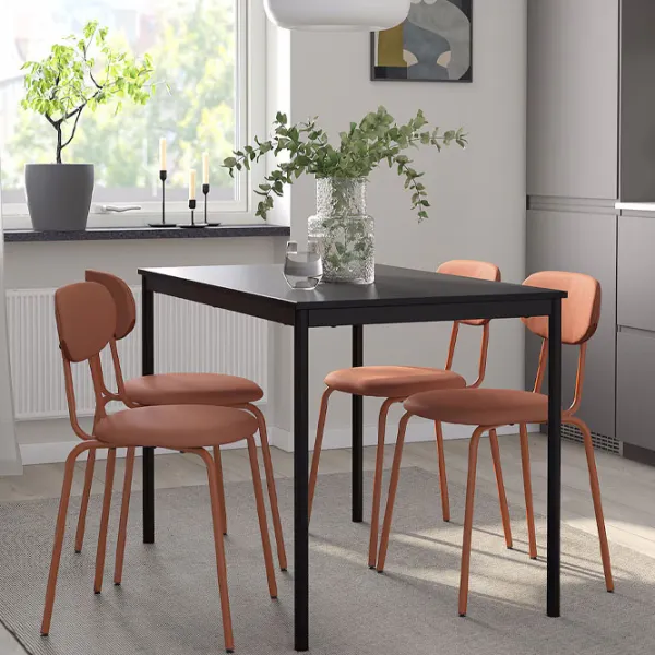 Set masă și scaune Ikea Sandsberg/Ostano/Remmarn Dreptunghiulară / PAL / Black photo 8