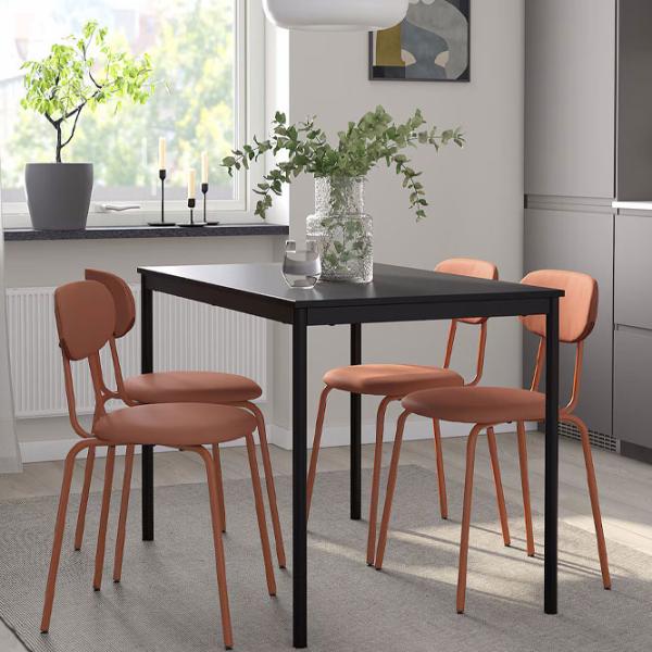 Set masă și scaune Ikea Sandsberg/Ostano/Remmarn Dreptunghiulară / PAL / Black photo 8