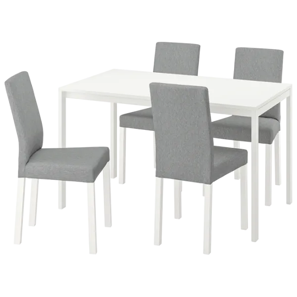 Обеденные стол со стульями Ikea Melltorp/Kattil/Knisa Прямоугольная / ДСП / Белый photo 1