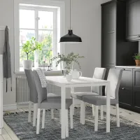 Set masă și scaune Ikea Melltorp/Kattil/Knisa Dreptunghiulară / PAL / White photo 6