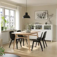 Set masă și scaune Ikea Voxlov/Odger Dreptunghiulară / PAL / Beige photo 6