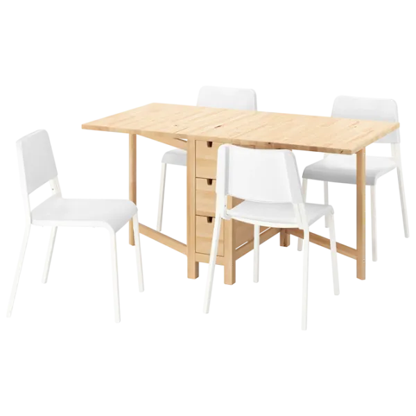 Set masă și scaune Ikea Norden/Teodores Dreptunghiulară / MDF / Birch veneer photo 1