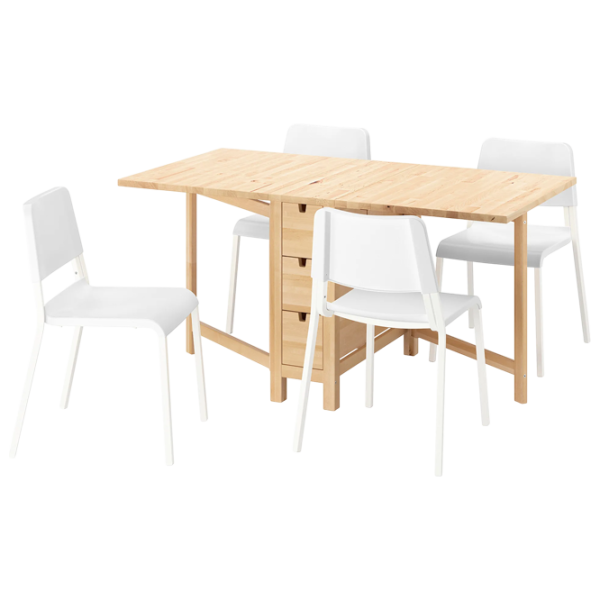 Set masă și scaune Ikea Norden/Teodores Dreptunghiulară / MDF / Birch veneer photo 1