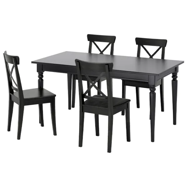 Обеденные стол со стульями Ikea Ingatorp/Ingolf Прямоугольная / ДСП / Черный photo 1 Обеденные стол со стульями Ikea Ingatorp/Ingolf Прямоугольная / ДСП / Черный photo 1