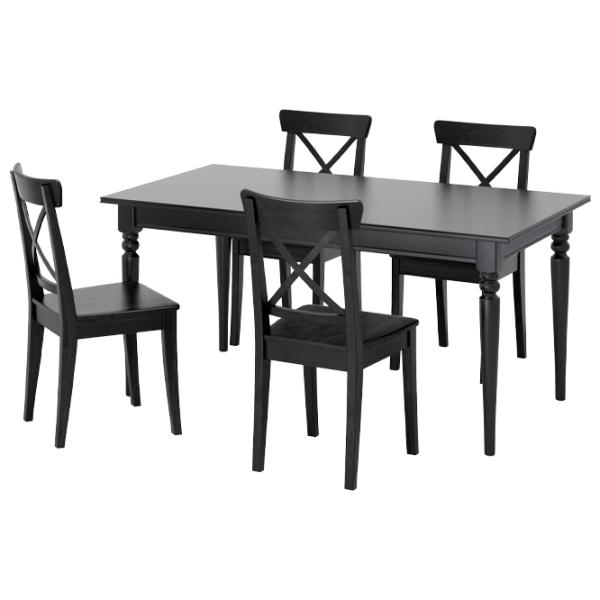 Обеденные стол со стульями Ikea Ingatorp/Ingolf Прямоугольная / ДСП / Черный photo 1 Обеденные стол со стульями Ikea Ingatorp/Ingolf Прямоугольная / ДСП / Черный photo 1