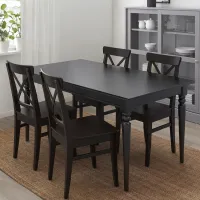 Set masă și scaune Ikea Ingatorp/Ingolf Dreptunghiulară / PAL / Black photo 7
