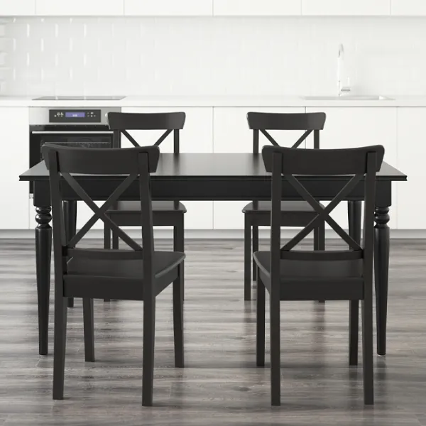 Обеденные стол со стульями Ikea Ingatorp/Ingolf Прямоугольная / ДСП / Черный photo 8 Обеденные стол со стульями Ikea Ingatorp/Ingolf Прямоугольная / ДСП / Черный photo 8