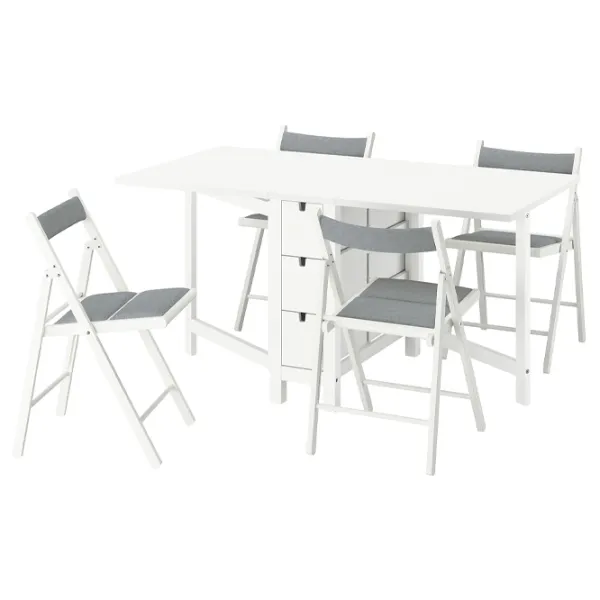 Set masă și scaune Ikea Norden/Frosvi/Knisa Dreptunghiulară / PAL / White photo 1