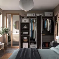 Шкаф Ikea Pax/Bergsbo 200 x 60см x 201.2 / ДСП / Темно серый photo 3