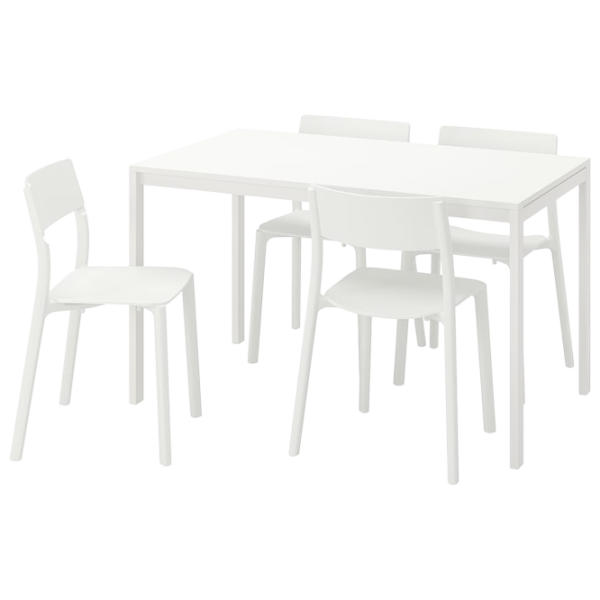 Обеденные стол со стульями Ikea Melltorp/Janinge Прямоугольная / ДСП / Белый photo 1