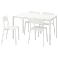Обеденные стол со стульями Ikea Melltorp/Janinge Прямоугольная / ДСП / Белый