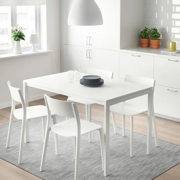 Обеденные стол со стульями Ikea Melltorp/Janinge Прямоугольная / ДСП / Белый photo 4