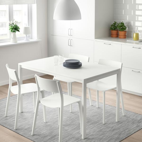 Обеденные стол со стульями Ikea Melltorp/Janinge Прямоугольная / ДСП / Белый photo 4